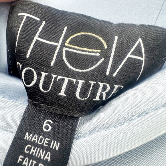 Theia Couture 100% Silk Embellished  Balloon Sleeve Gown Size 6 NWT Retail $1995 - Picture 10 of 11